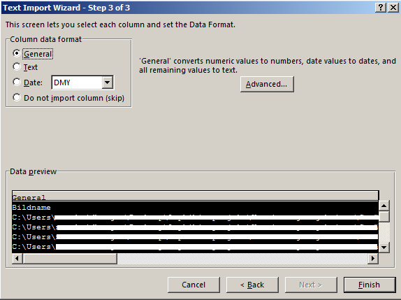 excel text import wizard default settings